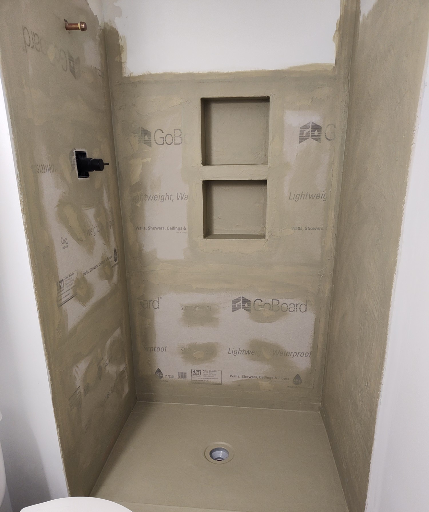 GoBoard waterproof shower prep before tiling